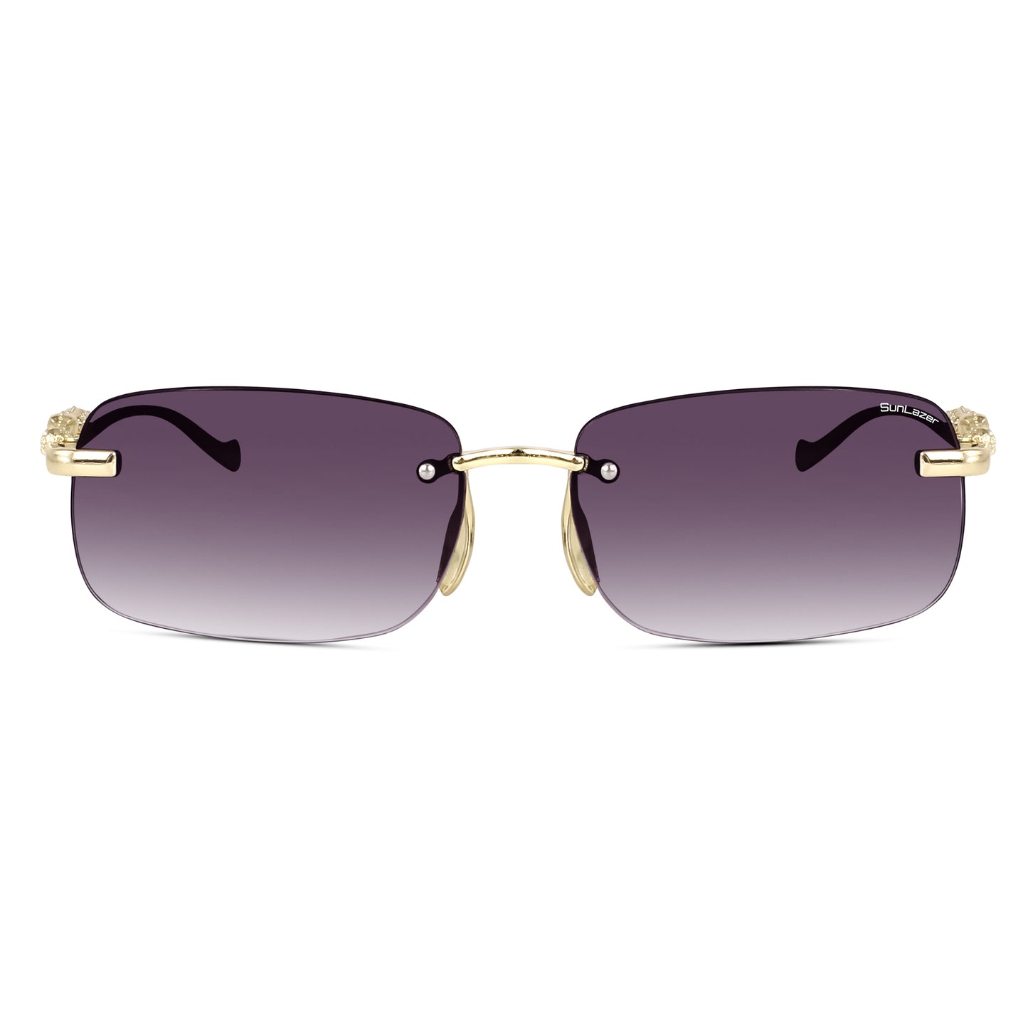 Rectangular Rimless Gold Sunglasses