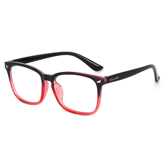 Black & Red Gradient Square Glasses