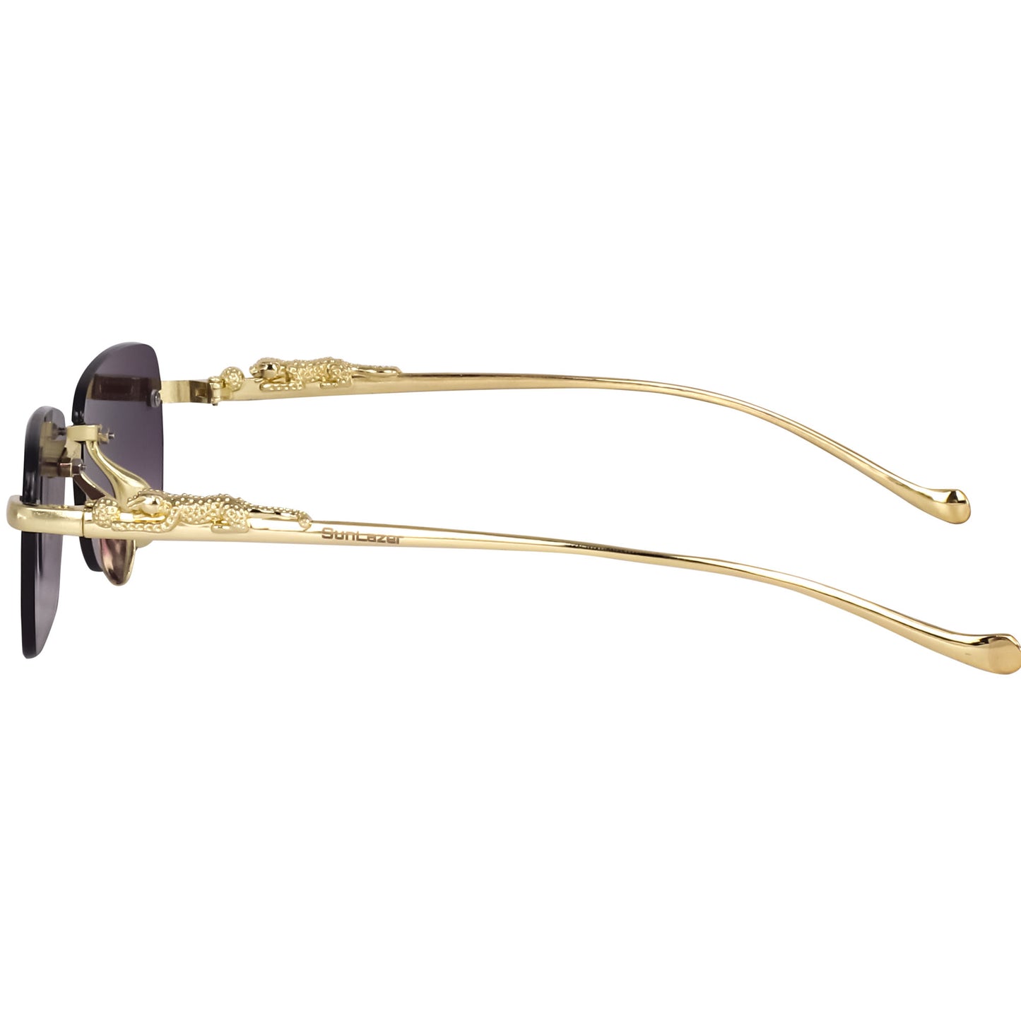 Rectangular Rimless Gold Sunglasses