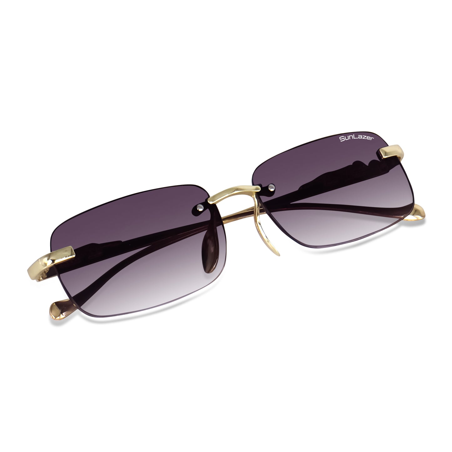 Rectangular Rimless Gold Sunglasses