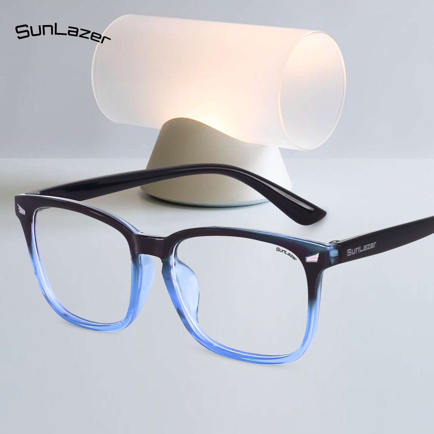 Blue & Black Gradient Square Glasses