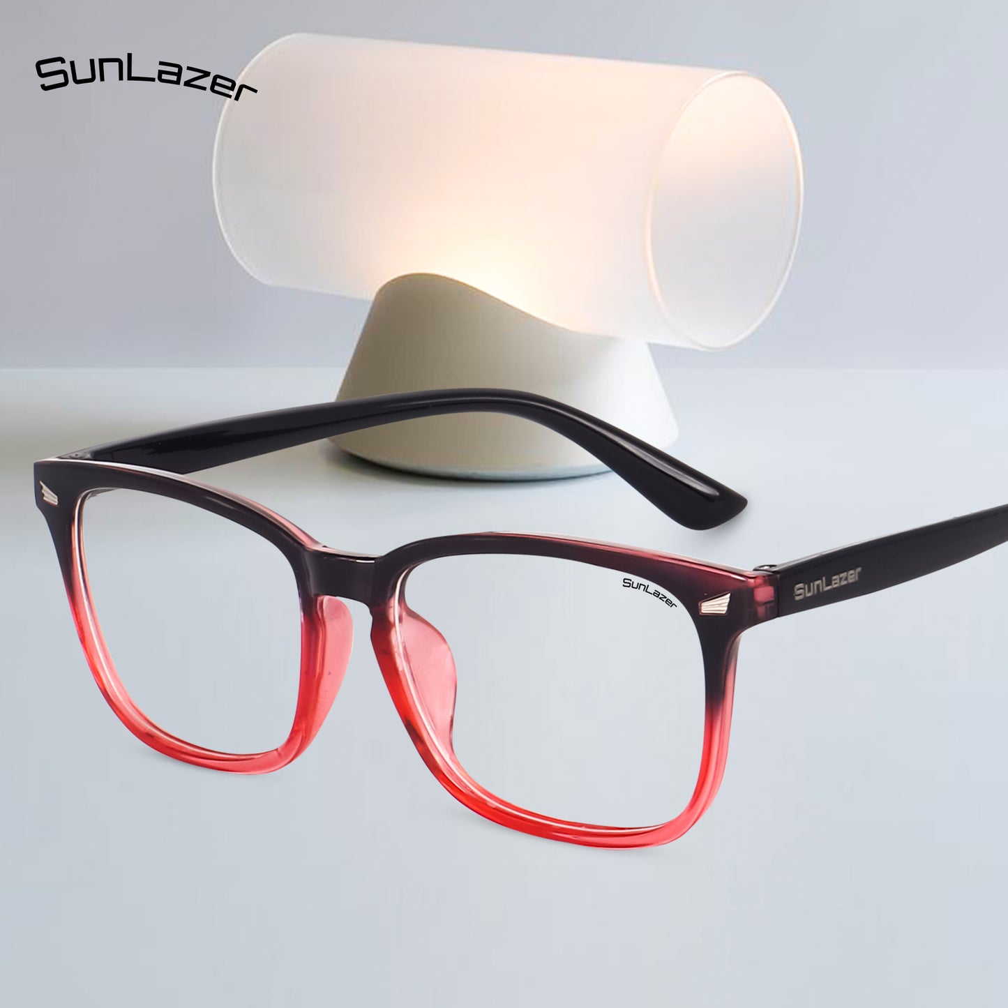 Black & Red Gradient Square Glasses