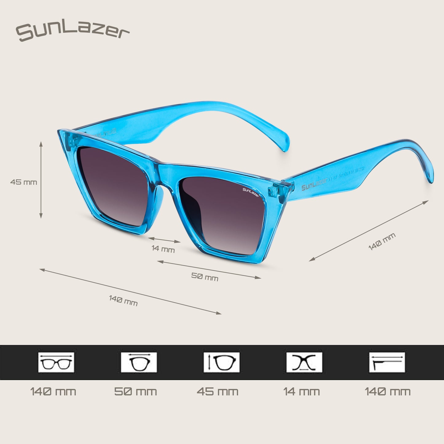 Blue Cat-Eye Sunglasses