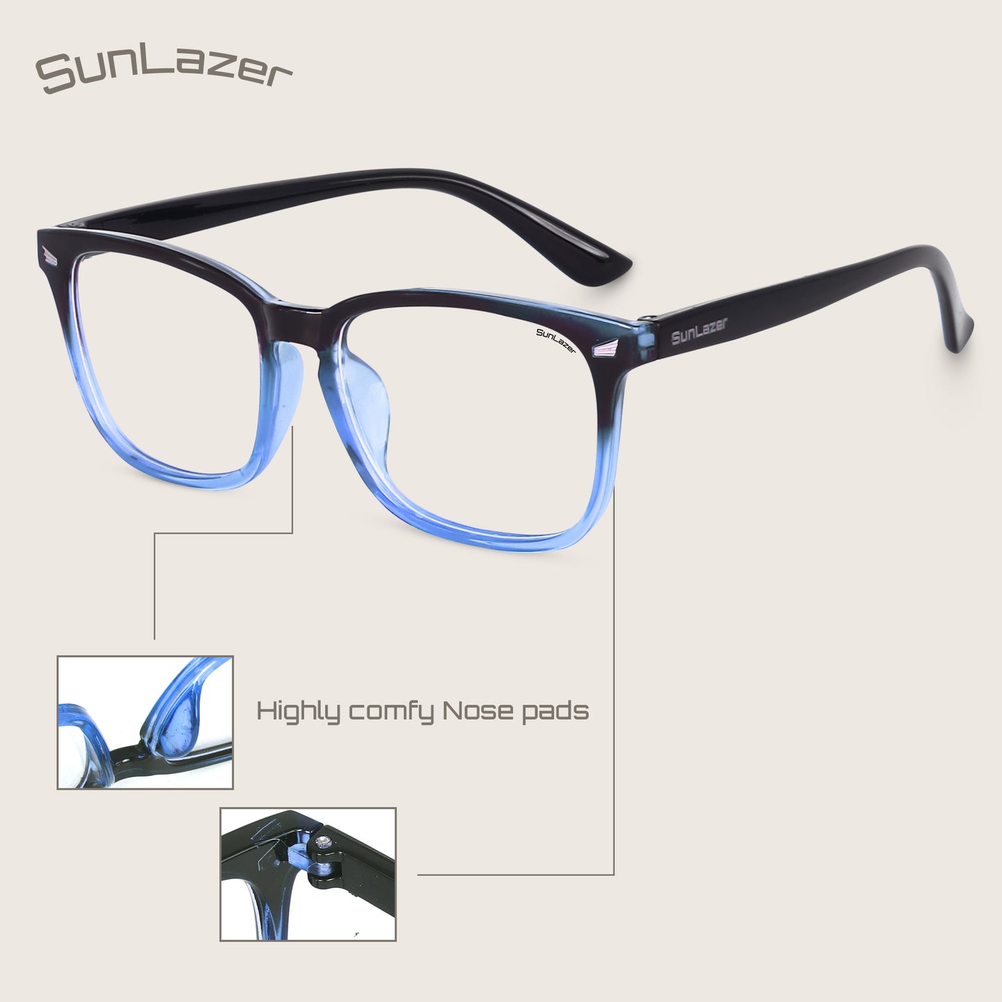 Blue & Black Gradient Square Glasses