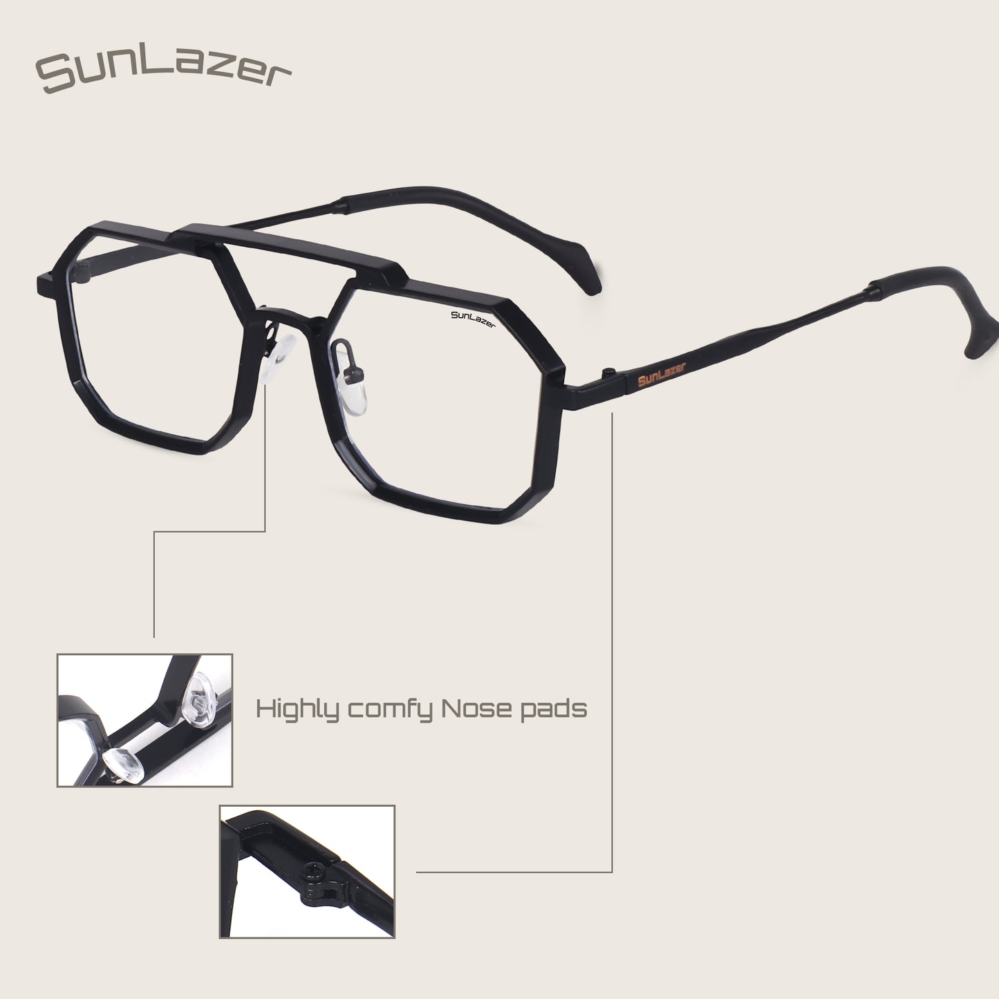 Unisex Geometric Black Frame Glasses