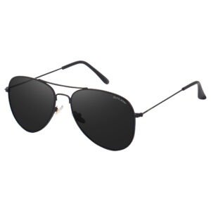 SunLazer Premium Black Aviator Sunglasses for Men & Women – Timeless Metal Frame