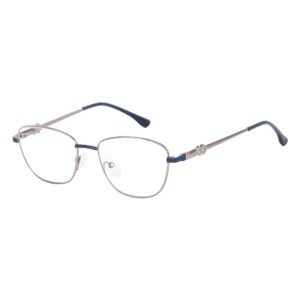 SunLazer blue cut Elegant Square Metal silver Eyeglasses – black & Teal Frame