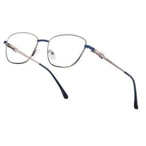 Blue Light computer Glass Elegant Square Metal silver Eyeglasses –QUINN black & Teal Frame