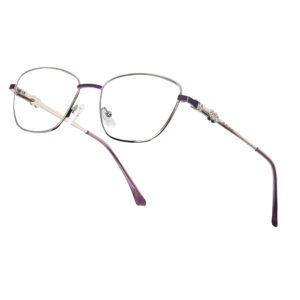 SunLazer blue cut Elegant Square Metal silver Eyeglasses – pink & Teal Frame