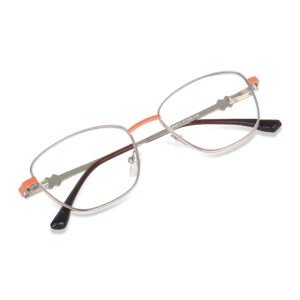 Blue Light computer Glass Square Metal Eyeglasses – Lightweight Frame for Screen Protection QUINN orange colour