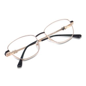 SunLazer Elegant Gold Metal Optical Frame – Lightweight Square Design