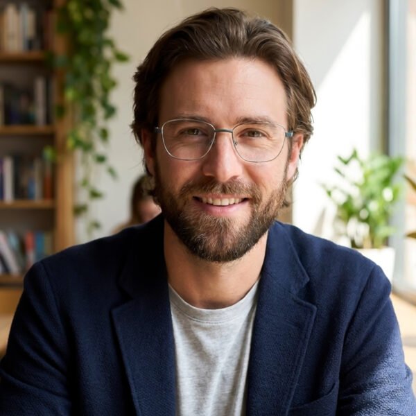 SunLazer square metal eyeglasses in silver finish with teal accents and adjustable nose pads