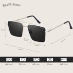 SunLazer square metal frame sunglasses with black lenses and silver arms