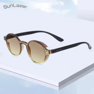 Luxury Classic Round Sunglasses – Amber Gold Gradient Lenses