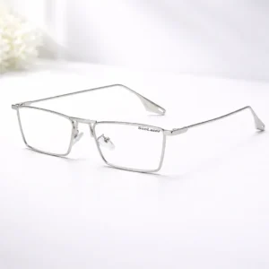 Premium silver Rectangular Sunglasses – Slim Metal Frame with clear Lenses