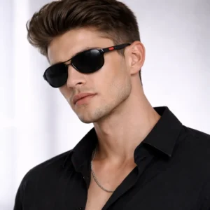 Men’s Polarized Aviator Sunglasses | UV400 Protection | Lightweight Black Frame | Stylish Driving & Outdoor Shades