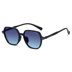 Square Black Sunglasses with Blue Gradient Lenses for Women
