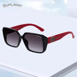Bold Square Sunglasses – Black Frame with Red Temples | UV400 Protection