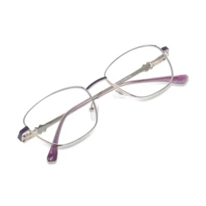 Blue Light computer Glass Elegant Square Metal silver Eyeglasses – QUINN pink & Teal Frame