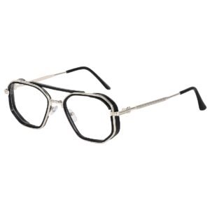 Sunlazer blue cut Lens computer glass Clear Silver Square Eyeglasses Frame for Men & Women