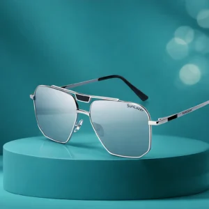 Rimless Square Sunglasses for Men & Women | UV400 Protection | Silver Mirror Lens | Lightweight Luxury Frame