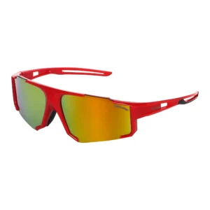 SunLazer Pro Shield Red Cycling Sunglasses with Gold/Green Gradient Lenses