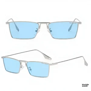 Rimless Rectangular Sunglasses for Men & Women | Premium Metal Frame | Blue Gradient UV400 Protected Lenses