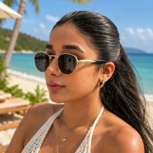 Retro Oval Sunglasses, Metal Frame, Tinted Lens, UV400, Lightweight, Unisex, for Driving and Casual Wear